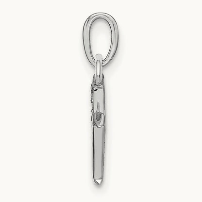 Rhodium-plated Diamond Letter M Initial Pendant, 14K White Gold