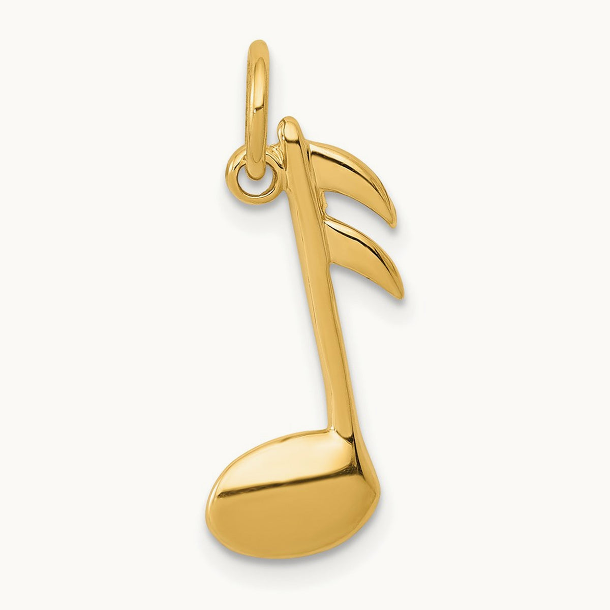 Polished Flat-Backed Musical Note Charm — 14K Yellow Gold