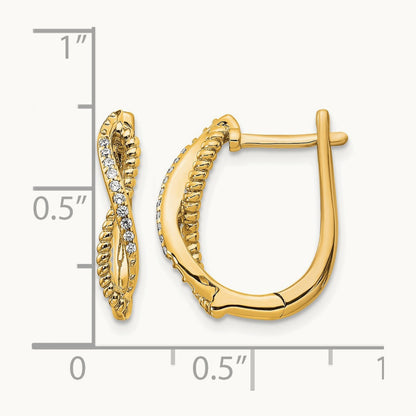 Diamond and Twisted Rope Hinged Post Earrings — 14K Yellow Gold