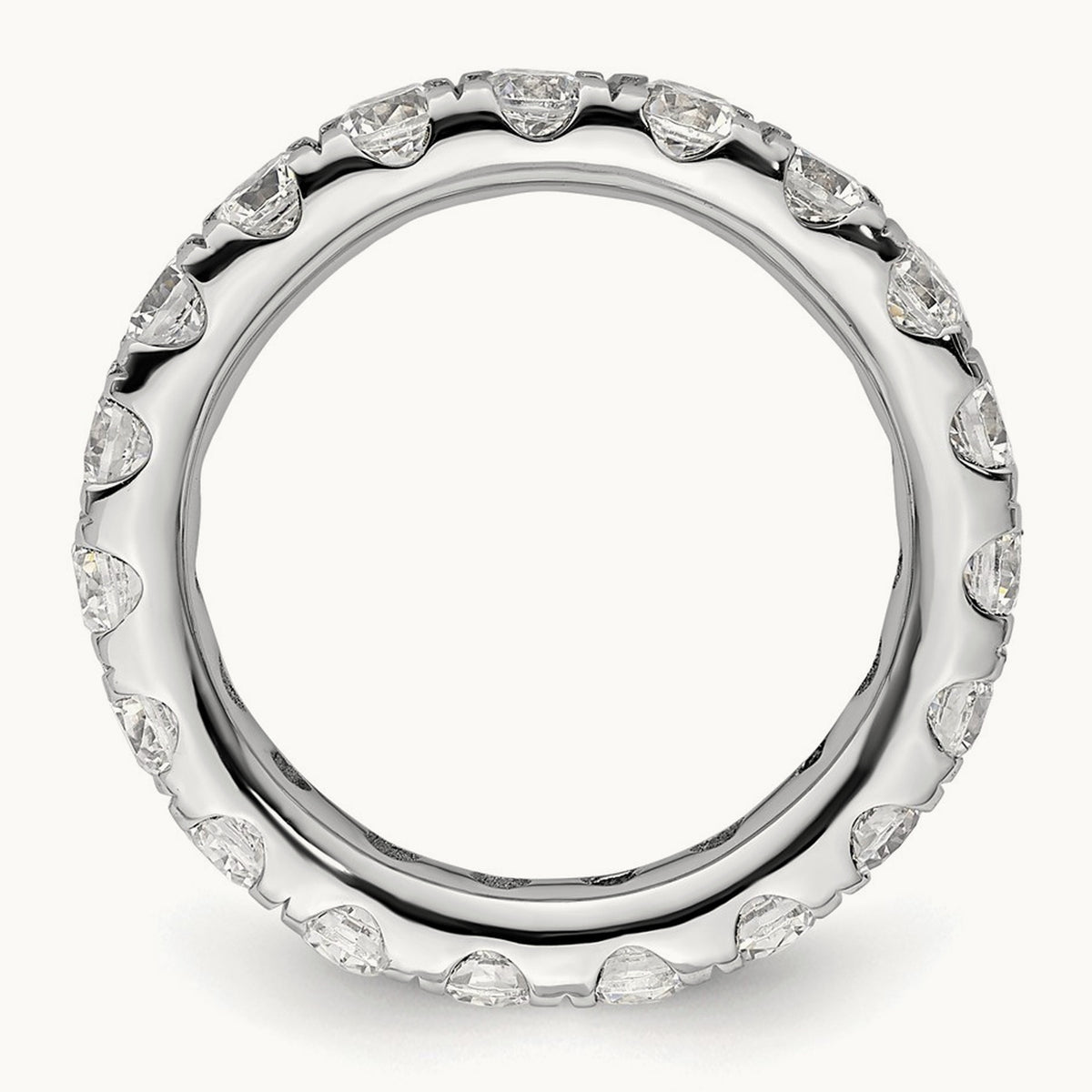 Polished U Shared Prong 2ct Diamond Eternity Band, 14K White Gold