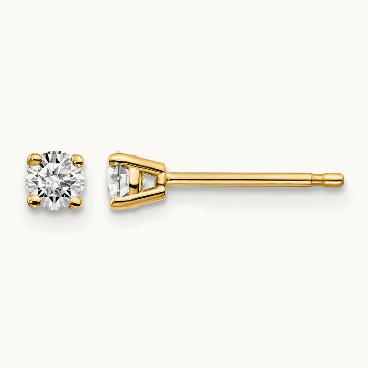 Round Diamond Stud Earrings — 14K Yellow Gold, 0.26 ct tw, I1 J-K · push back