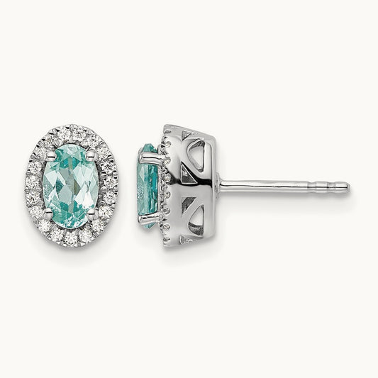 Created Paraiba Post Earrings, 0.10 ct tw Lab-Grown Diamond