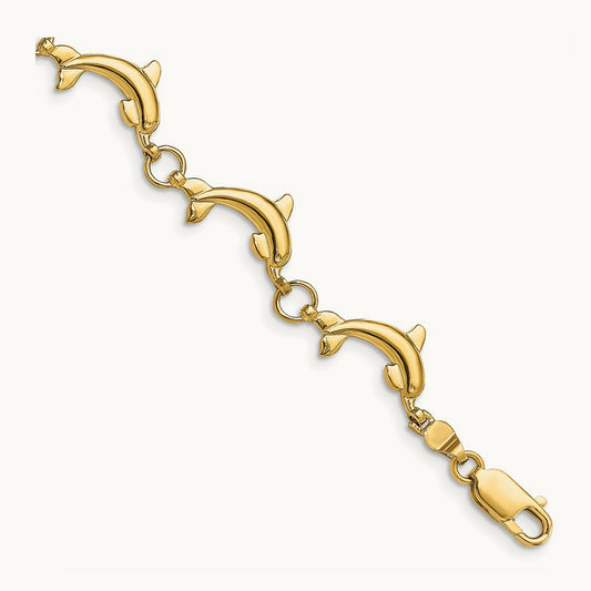 Polished Dolphin Bracelet, 14K