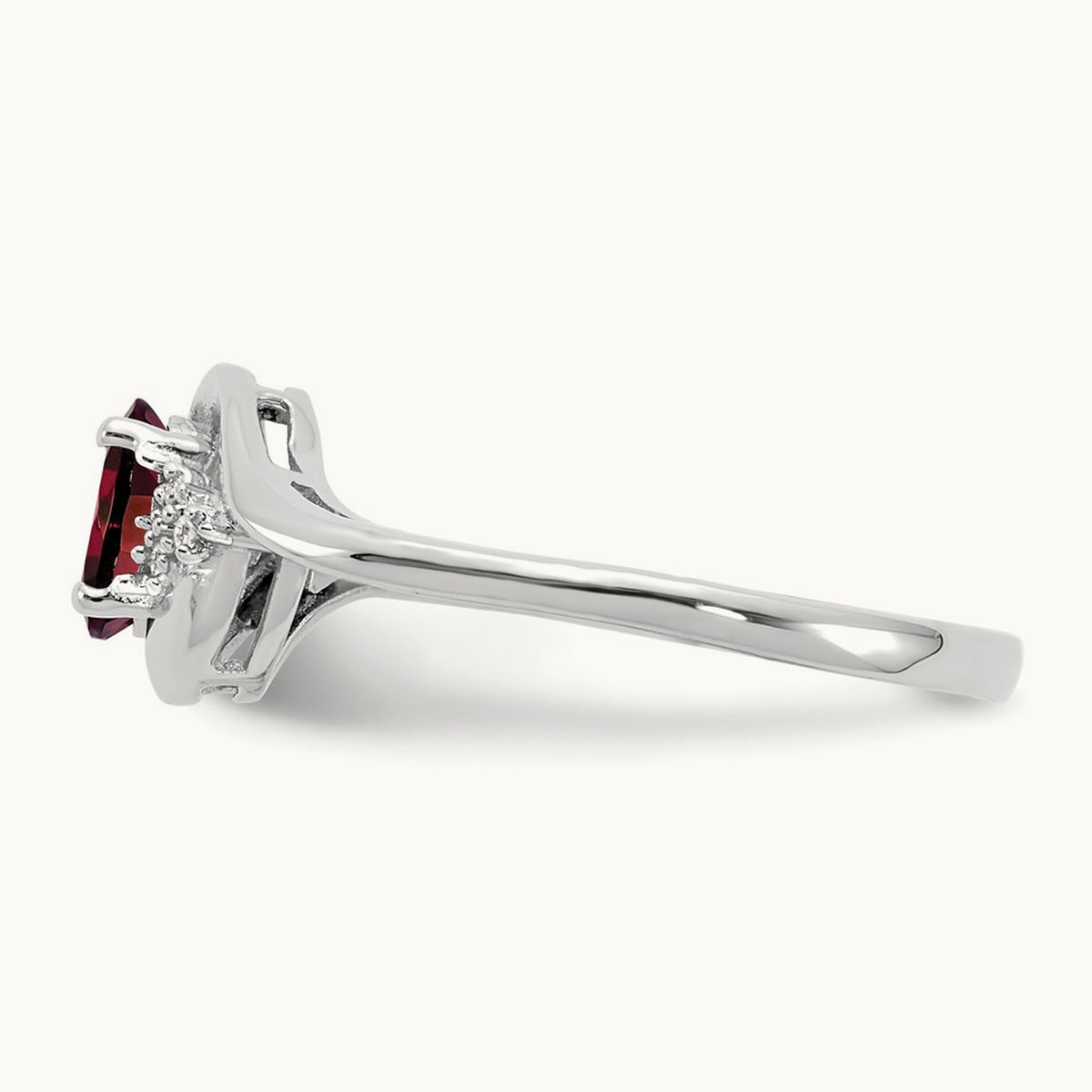 Garnet and Diamond Ring — 14K White Gold