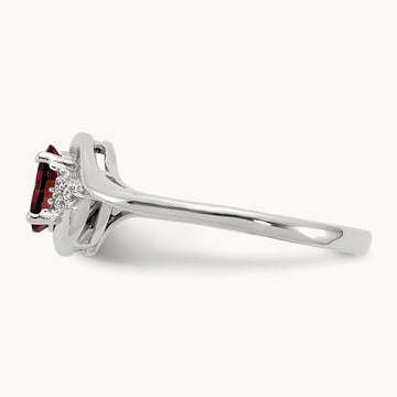 Garnet and Diamond Ring — 14K White Gold