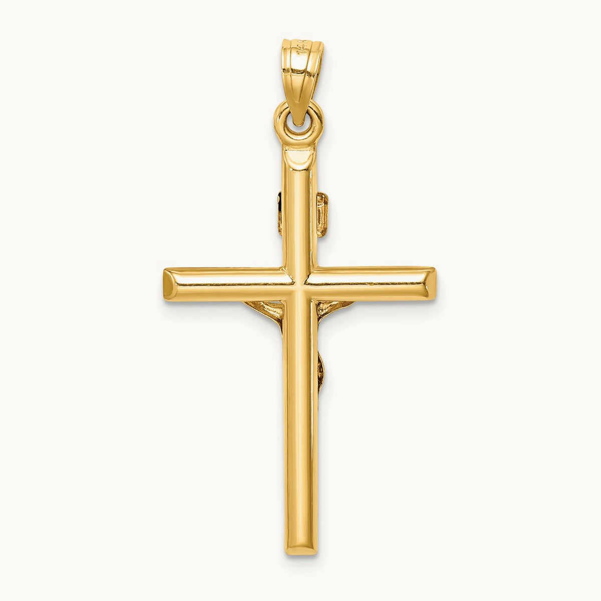 Hollow Crucifix Pendant — 14K Yellow Gold