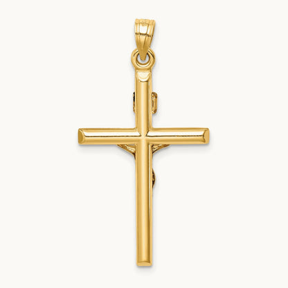 Hollow Crucifix Pendant — 14K Yellow Gold