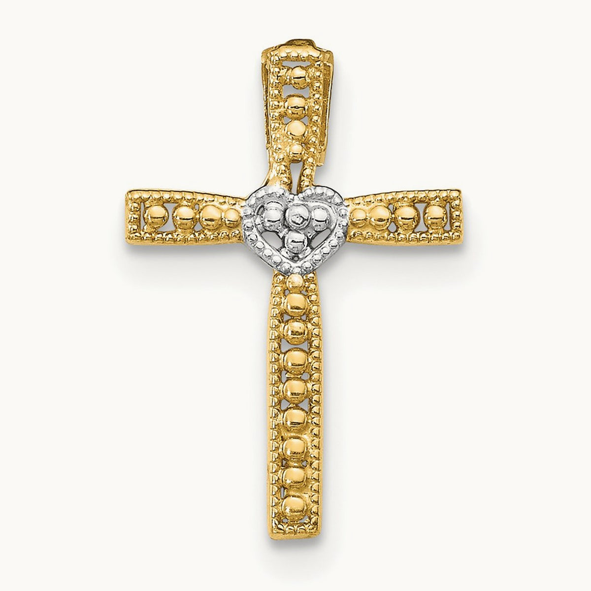 w/Rhodium Cross Pendant, 14K