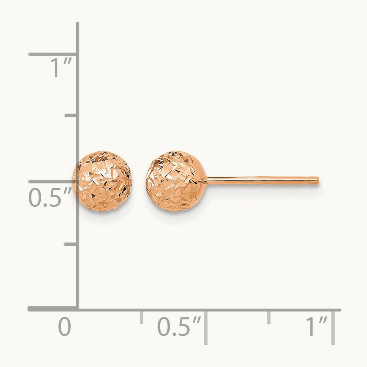 Diamond-Cut Ball Post Earrings — 14K Rose Gold