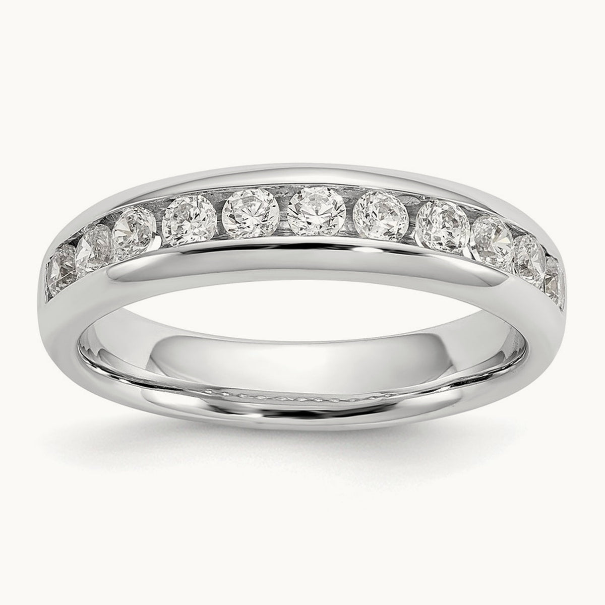 11-Stone Diamond Channel Band, 14K White Gold