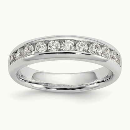 11-Stone Diamond Channel Band, 14K White Gold