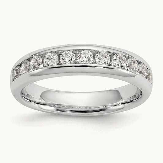 11-Stone Diamond Channel Band, 14K White Gold