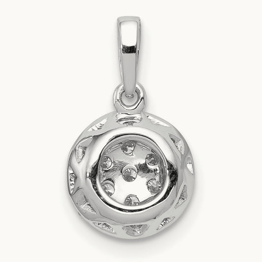 1/4ct. Diamond Round Halo Cluster Pendant, 14K White Gold