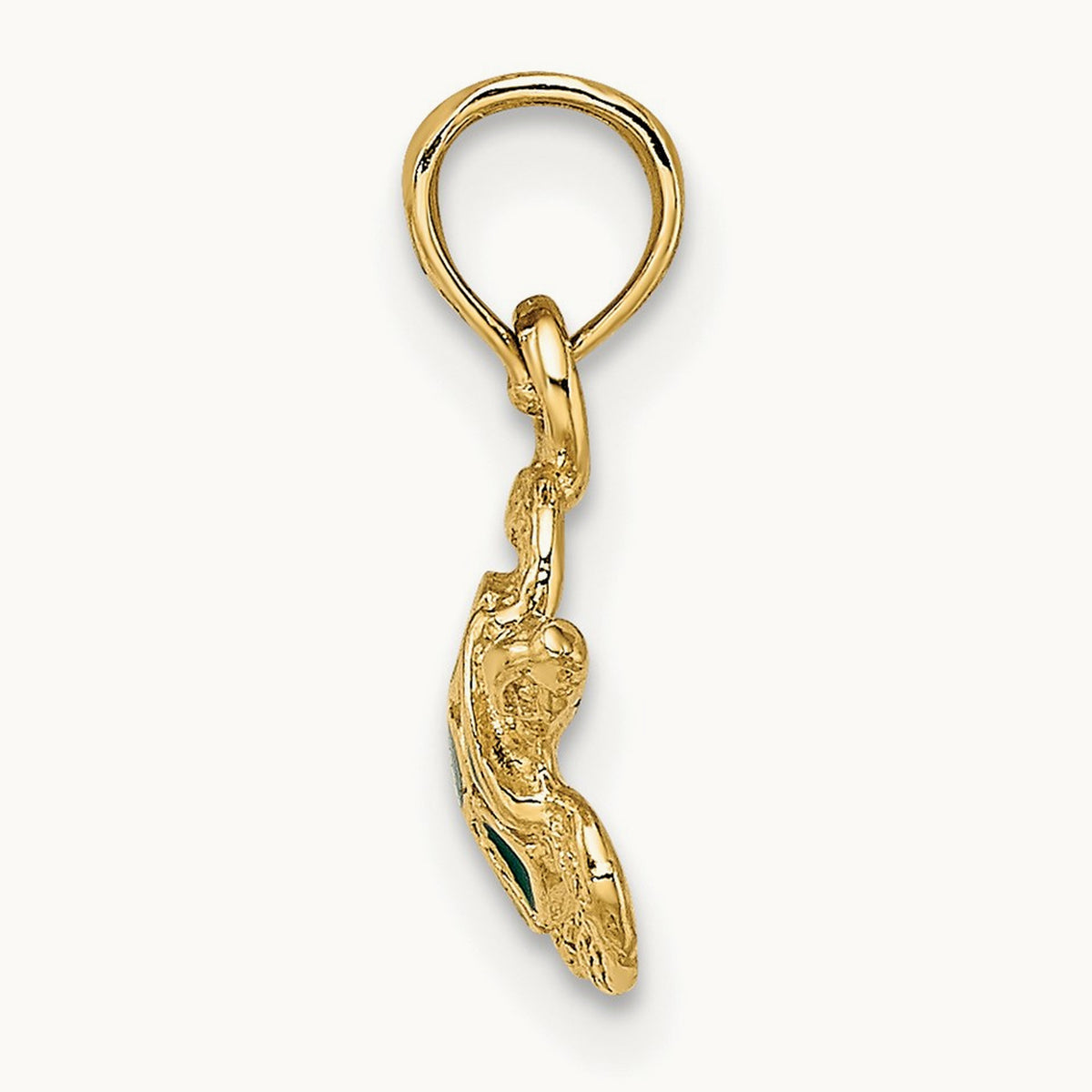 Textured and Enameled Sea Turtle Charm, 14K