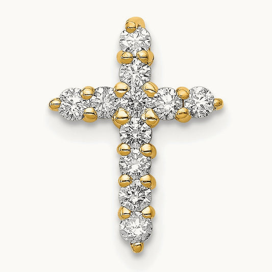 Cross Chain Slide Pendant, 0.25 ct tw Lab-Grown Diamond — 14K Yellow Gold