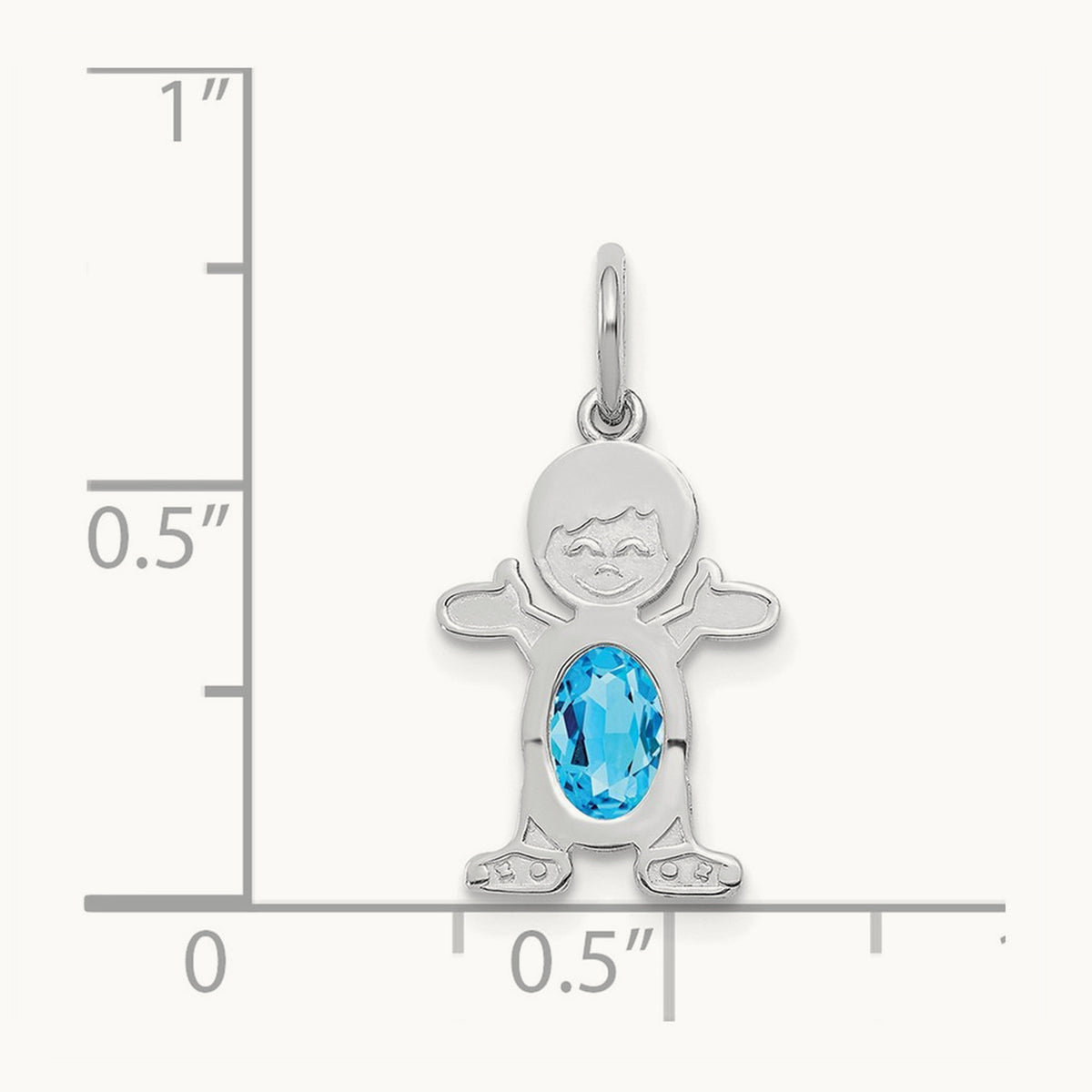 Boy 6x4 Oval Genuine Blue Topaz-December — 14K White Gold