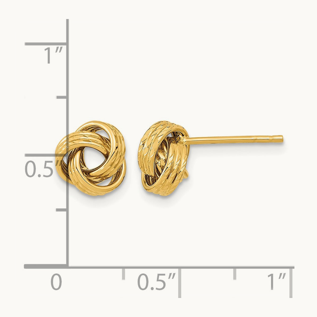 Polished Love knot Post Earrings, 14K