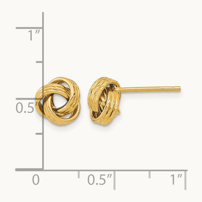 Polished Love knot Post Earrings, 14K