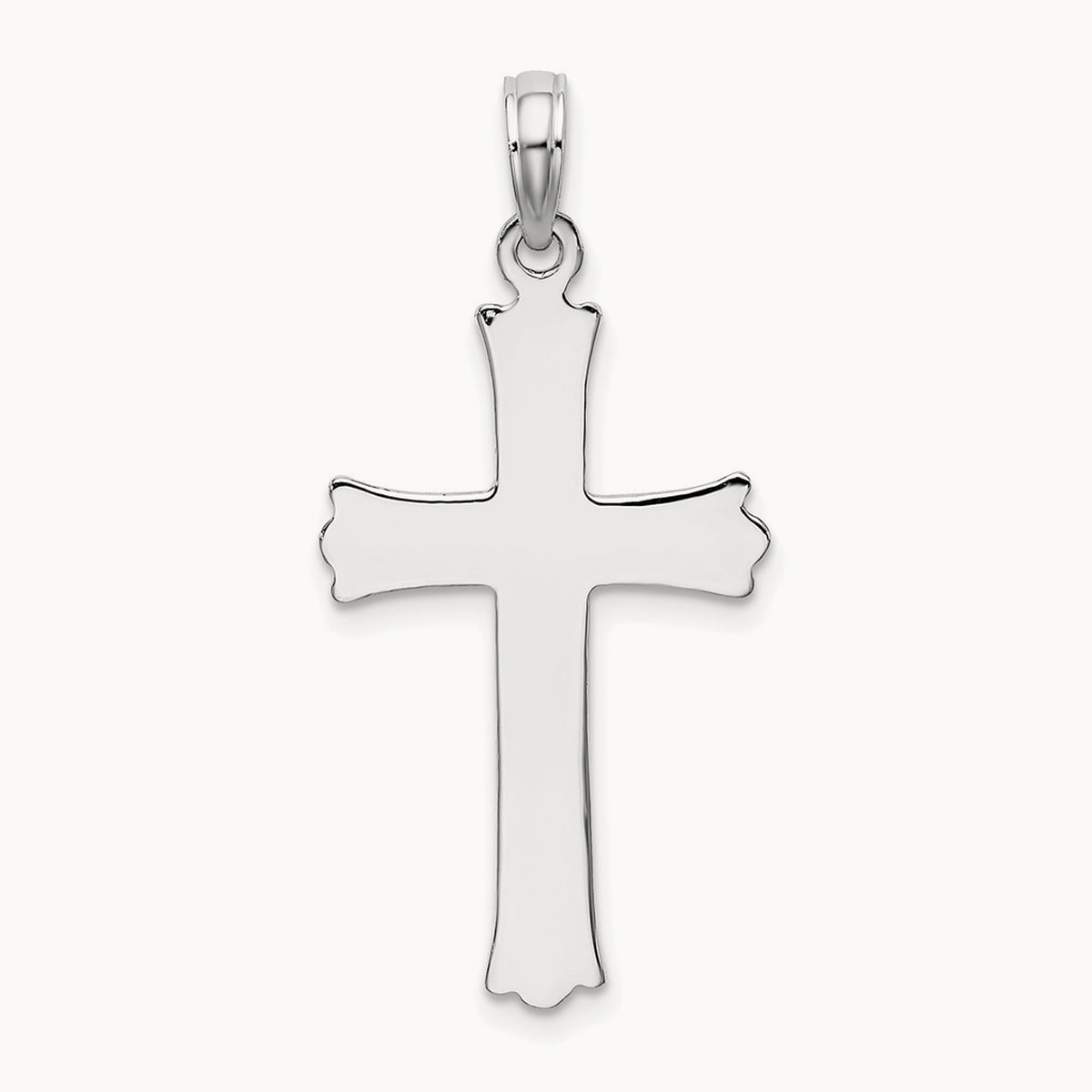 Cross W/Starburst Center Charm — 14K White Gold