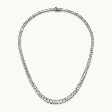 Emerald Graduated Tennis Necklace, 29.25 ct tw Lab-Grown Diamond