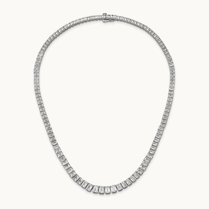 Emerald Graduated Tennis Necklace, 29.25 ct tw Lab-Grown Diamond