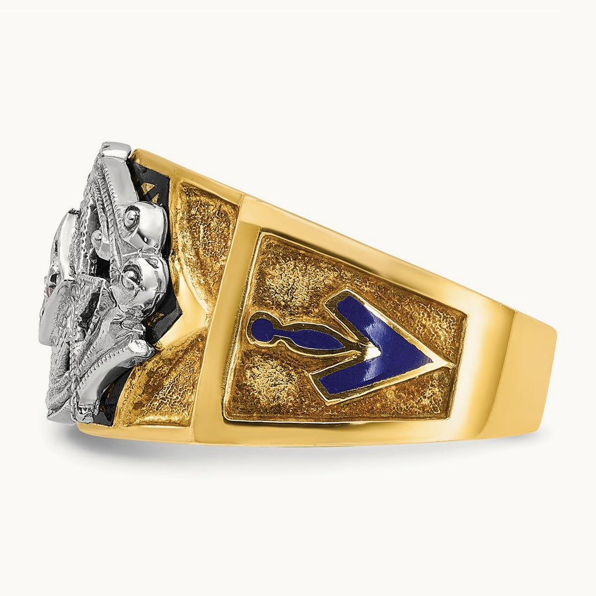14ktt IBGoodman Men's Enameled & Diamond Blue Lodge Masonic Ring