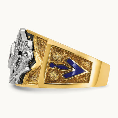 14ktt IBGoodman Men's Enameled & Diamond Blue Lodge Masonic Ring