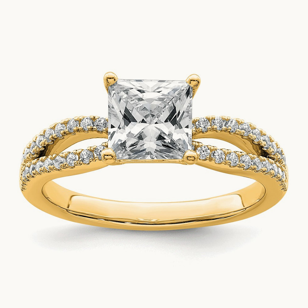 Princess Engagement Ring, 1.25-2.75 ct tw Lab-Grown Diamond — 1 3/4 ct, 14K Yellow Gold