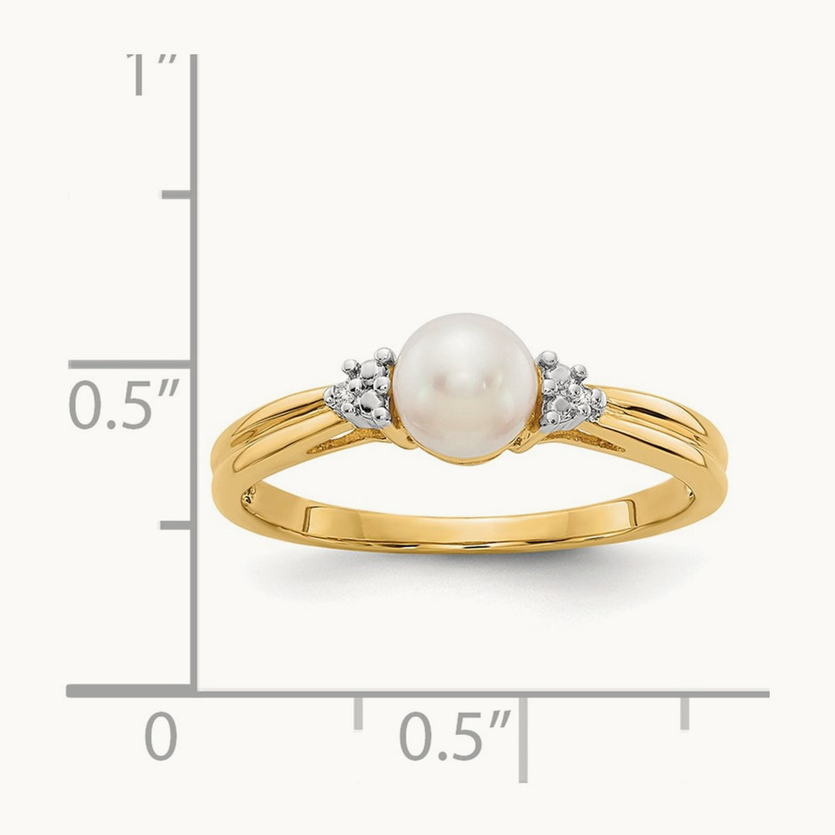 Diamond and FW Cultured Pearl Ring, 14K