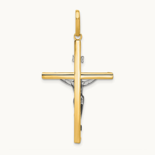 Crucifix Pendant, 14K Two-tone