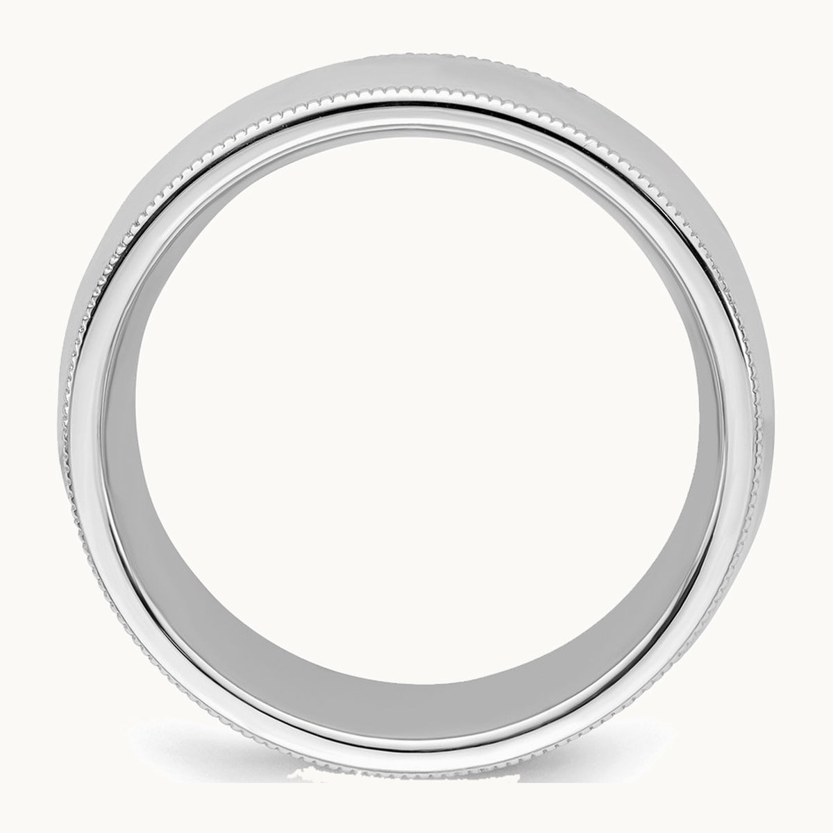Sterling Silver Rhodium-plated 8mm Comfort Fit Milgrain Band