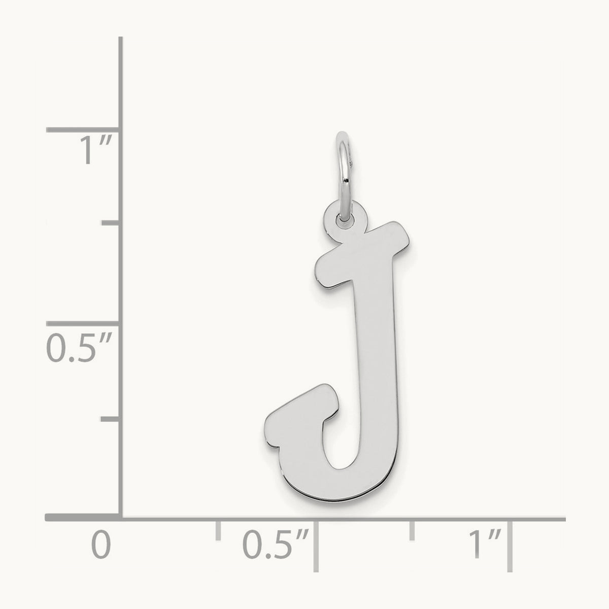 Large Script Initial Charm — 14K White Gold, J