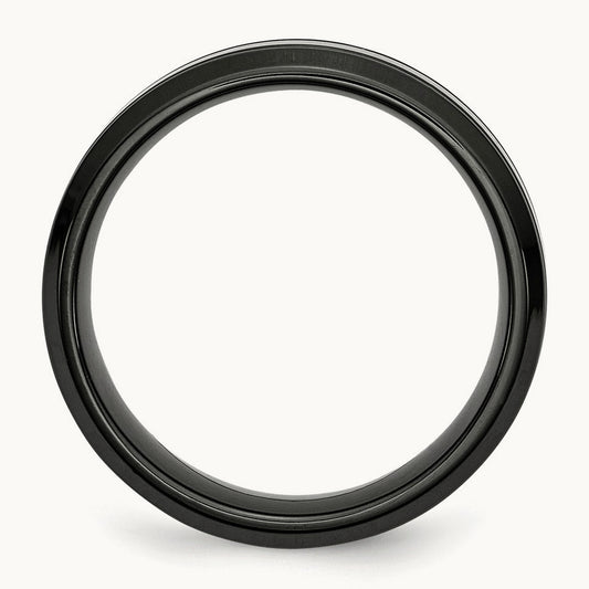 Polished Black IP-plated Grooved Band — photo set