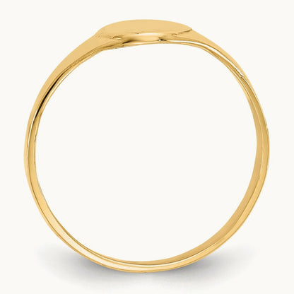 High Polished Oval Closed Back Baby Signet Ring, 14K