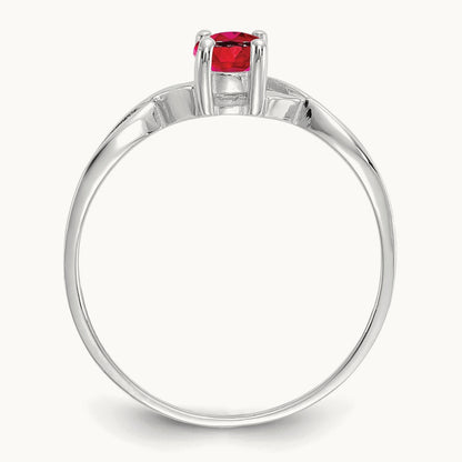 Ruby Birthstone Ring, 14K White Gold
