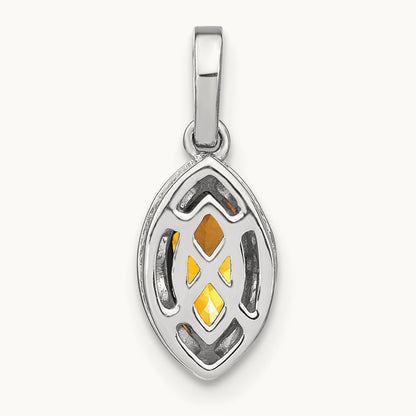 Marquise Citrine and Diamond Pendant, 14K White Gold
