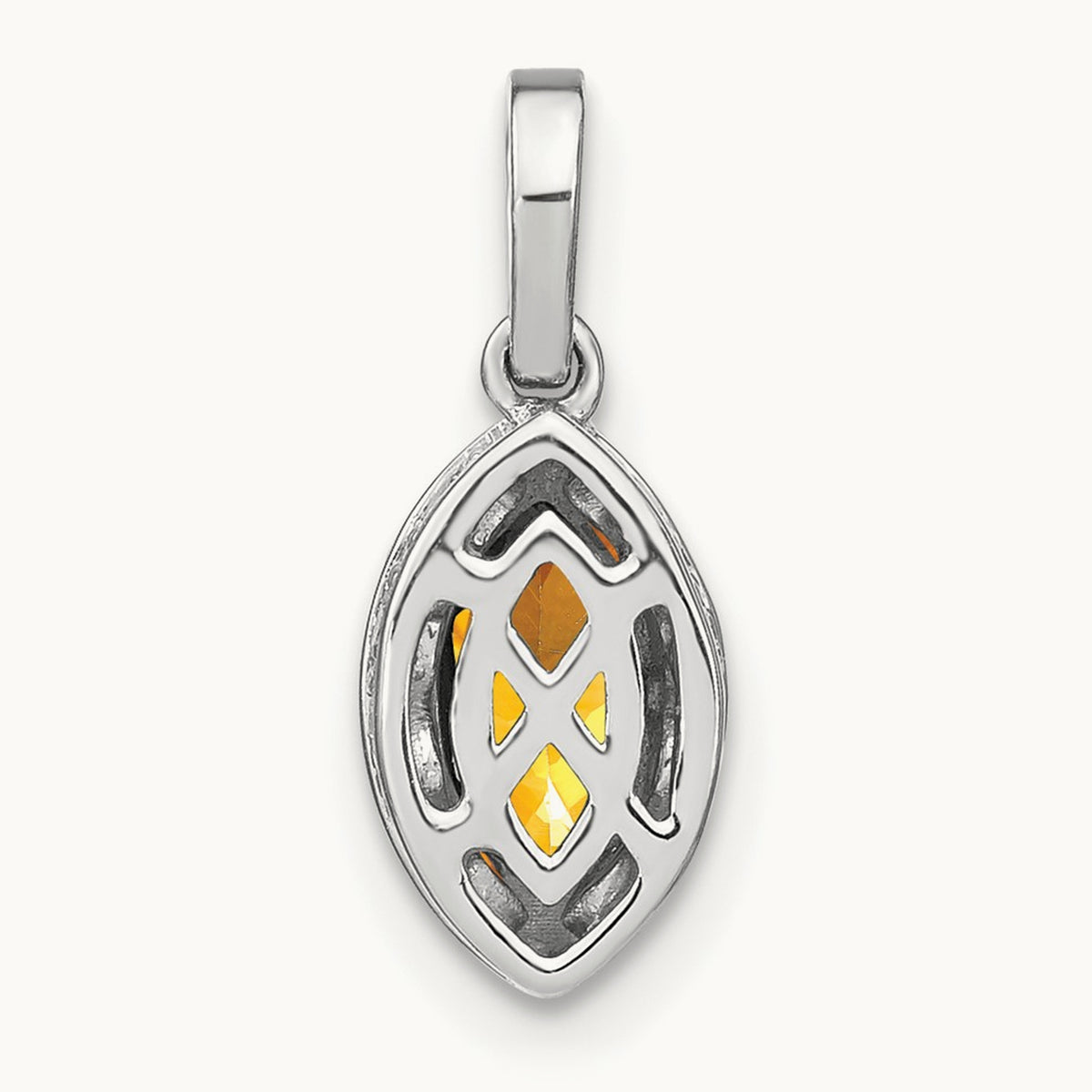 Marquise Citrine and Diamond Pendant, 14K White Gold