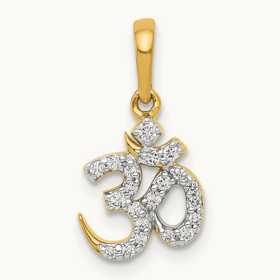 1/6ct. Diamond Om Pendant, 14K