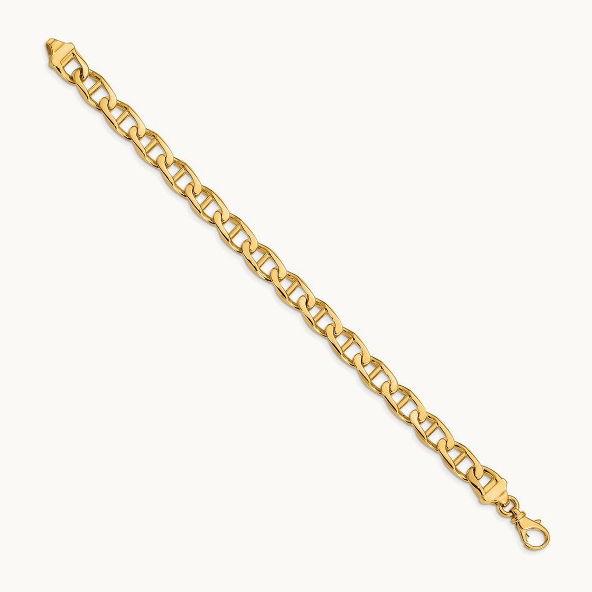 Hand-polished Anchor Link Bracelet — 14K Yellow Gold, 9mm