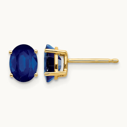 Sapphire Post Earrings, 14K