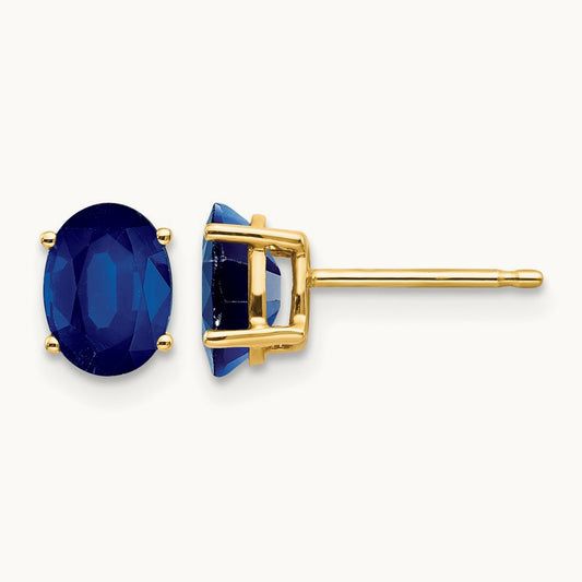 Sapphire Post Earrings, 14K