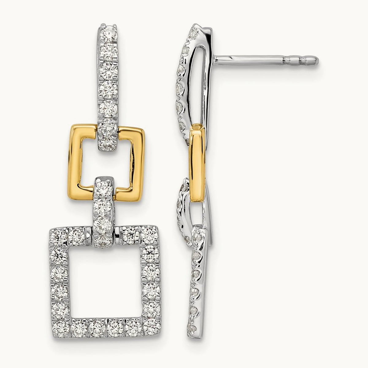 Square Dangle Post Earrings, 0.75 ct tw Lab-Grown Diamond