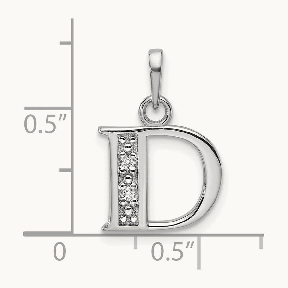 Diamond Letter D Initial Pendant, 14K White Gold