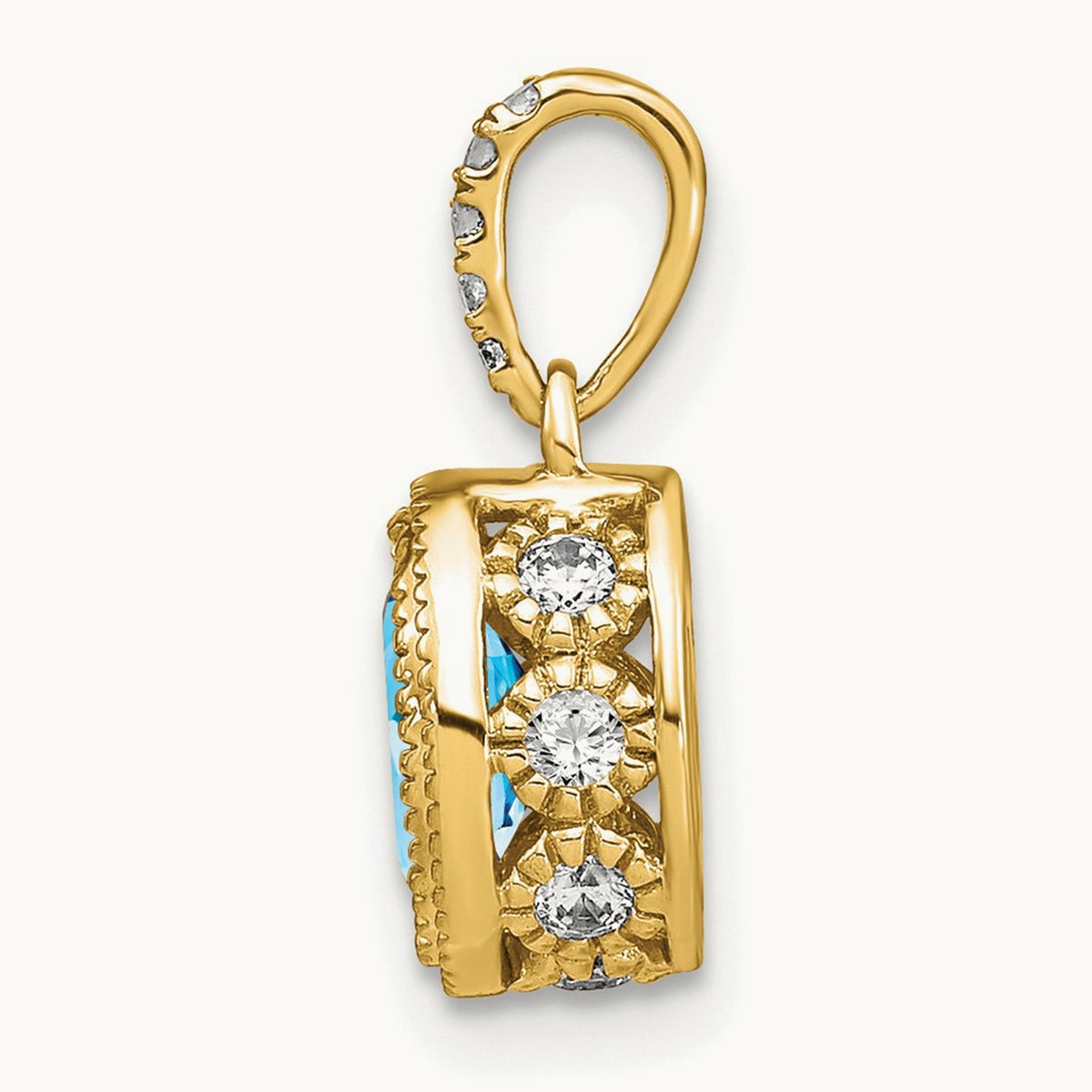 Oval Blue Topaz and Diamond Pendant — photo set