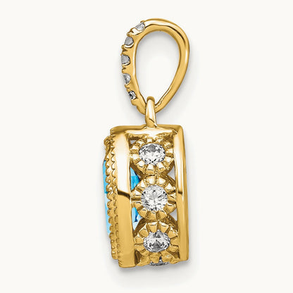 Oval Blue Topaz and Diamond Pendant — photo set