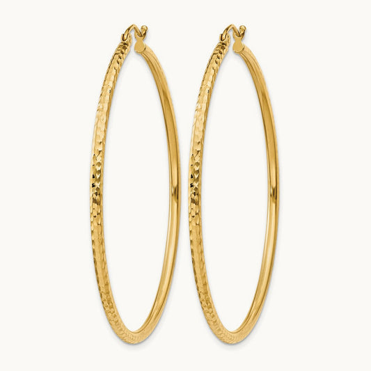 Diamond-cut Round Tube Hoop Earrings, 2mm, 14K — Leslie's