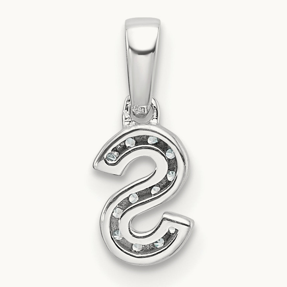 Diamond Initial with Bail Pendant — 14K White Gold, S