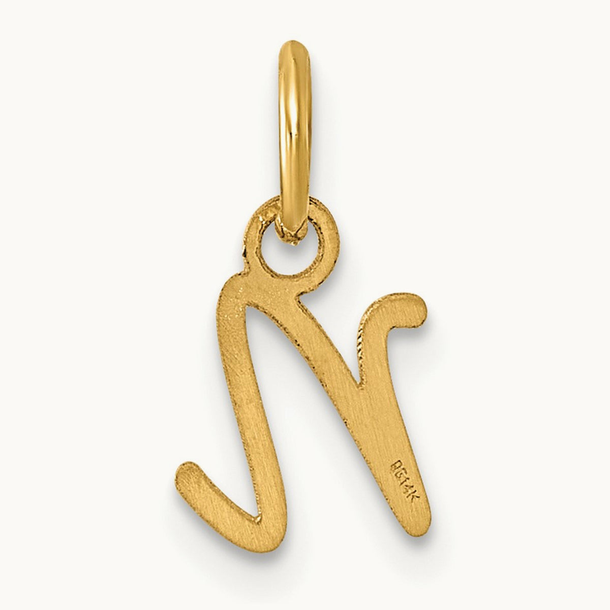 Uppercase Initial Charm — 14K Yellow Gold, N