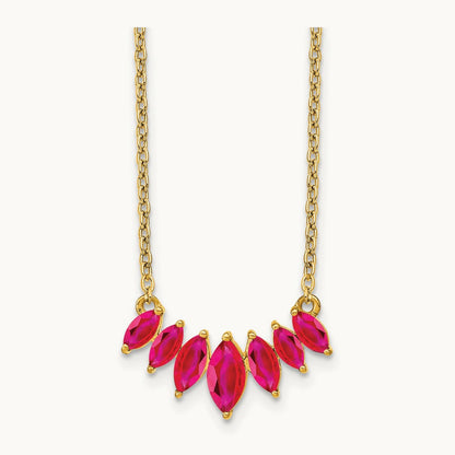 Marquise Ruby 18 inch Necklace, 14K