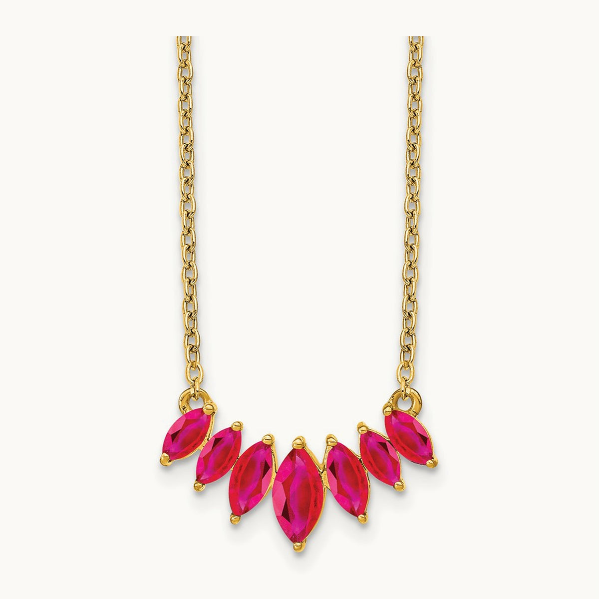 Marquise Ruby 18 inch Necklace, 14K